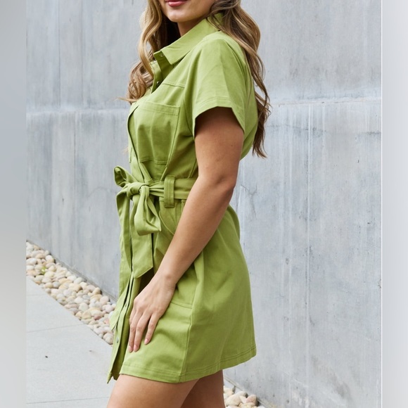 NEW Jade By Jane Stick With Me Button Down Belted Cargo Style Shirt Dress - Picture 4 of 7